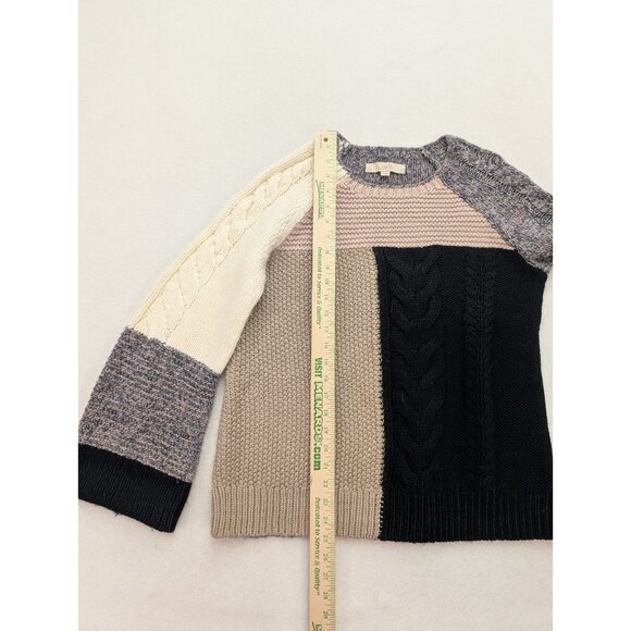 LOFT Women's Sweatr Size M Pullover Crewneck Chunky Colorblock - Picture 8 of 13
